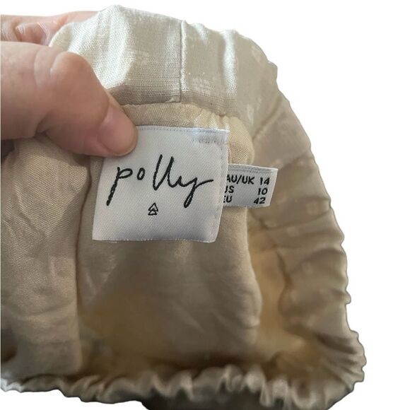 Princess Polly Secret Shadow Mini Skirt in Beige with White Polka Dots Size 10 - Picture 2 of 7